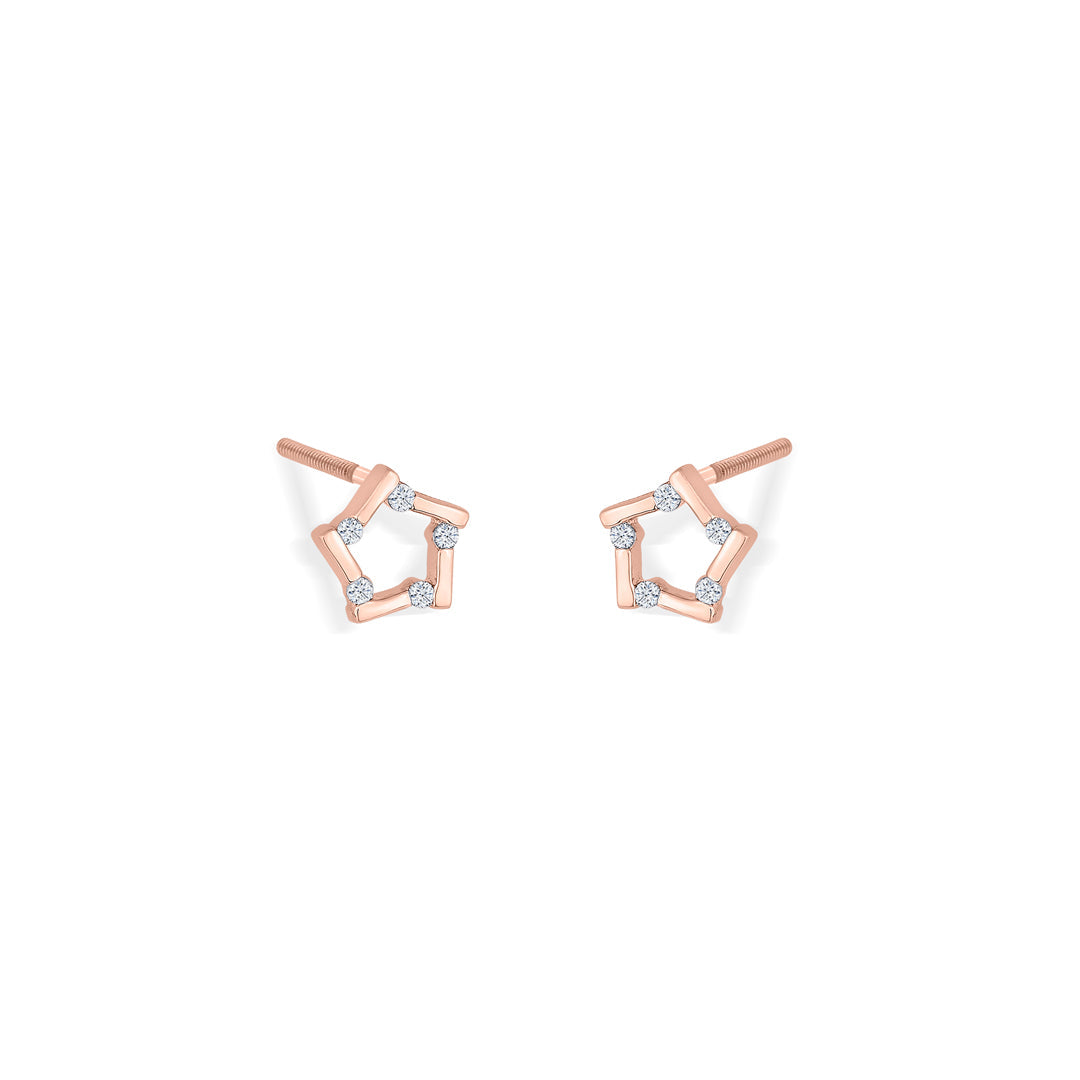 Stellar Shine Diamond & Gold Stud Earrings for Women