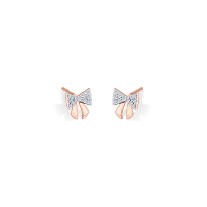 Evening Bow Diamond & Gold Stud Earrings for Women