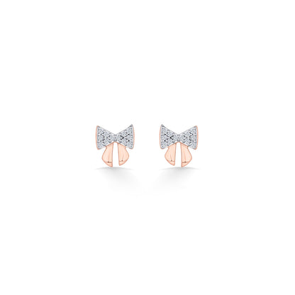 Evening Bow Diamond & Gold Stud Earrings for Women