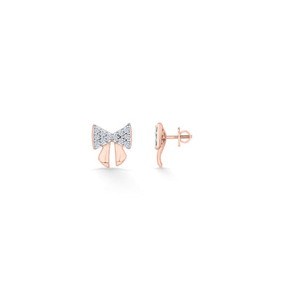 Evening Bow Diamond & Gold Stud Earrings for Women