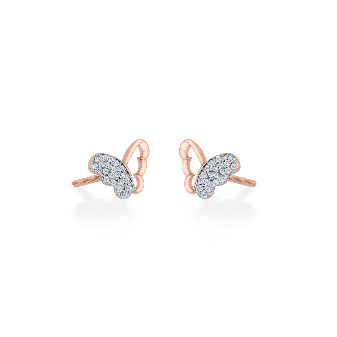 Winglet Gleam Diamond & Gold Stud Earrings for Women