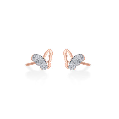 Winglet Gleam Diamond & Gold Stud Earrings for Women