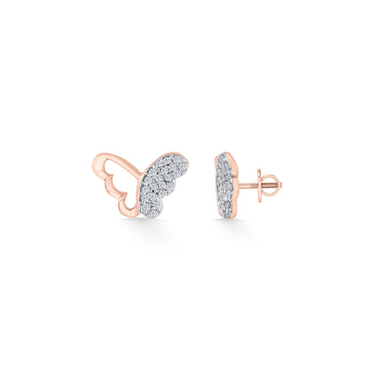 Winglet Gleam Diamond & Gold Stud Earrings for Women