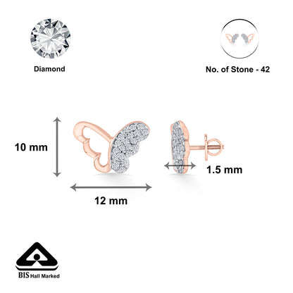 Winglet Gleam Diamond & Gold Stud Earrings for Women