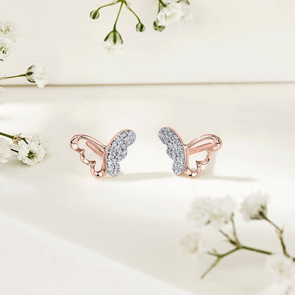 Winglet Gleam Diamond & Gold Stud Earrings for Women