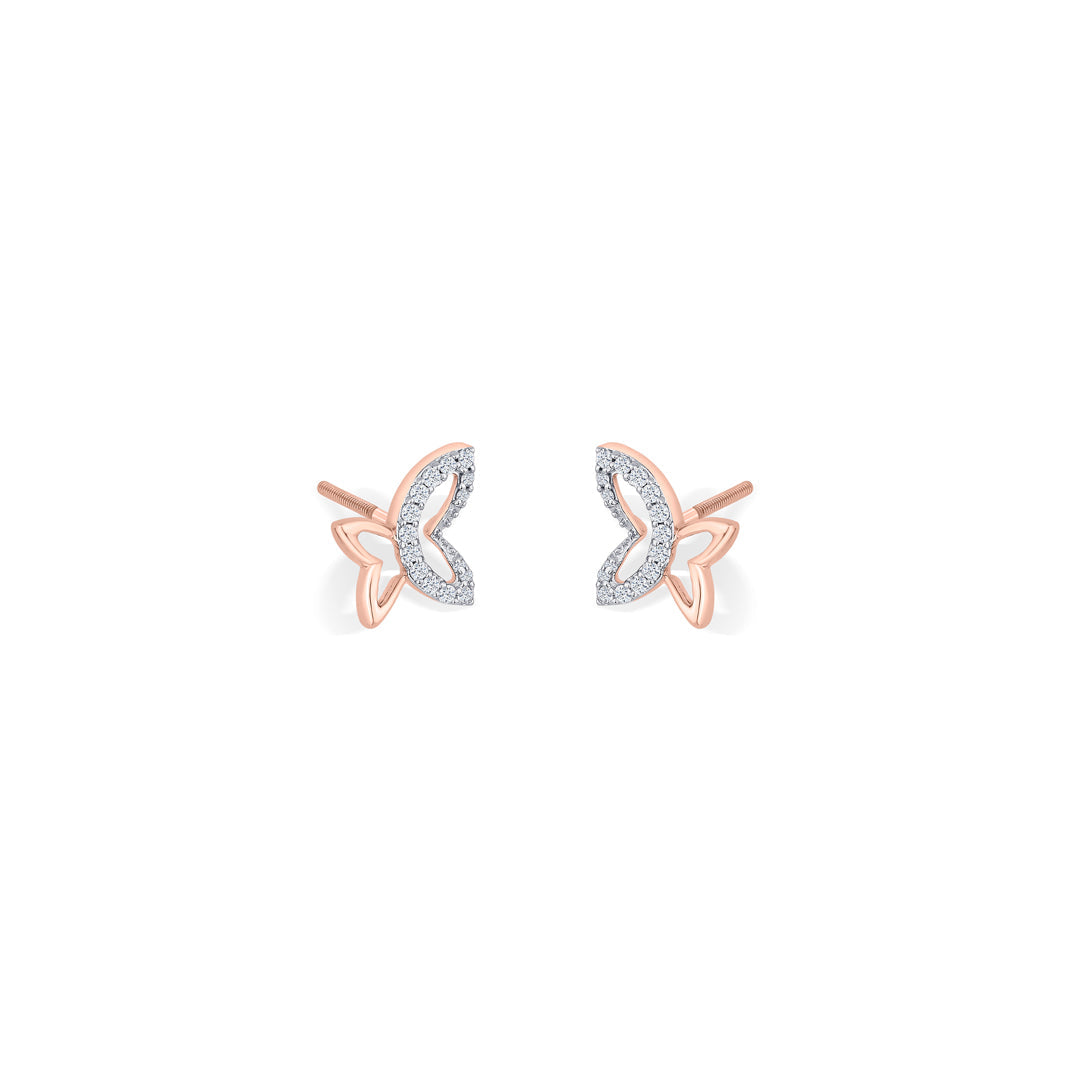 Whisper Wings Diamond & Gold Stud Earrings for Women