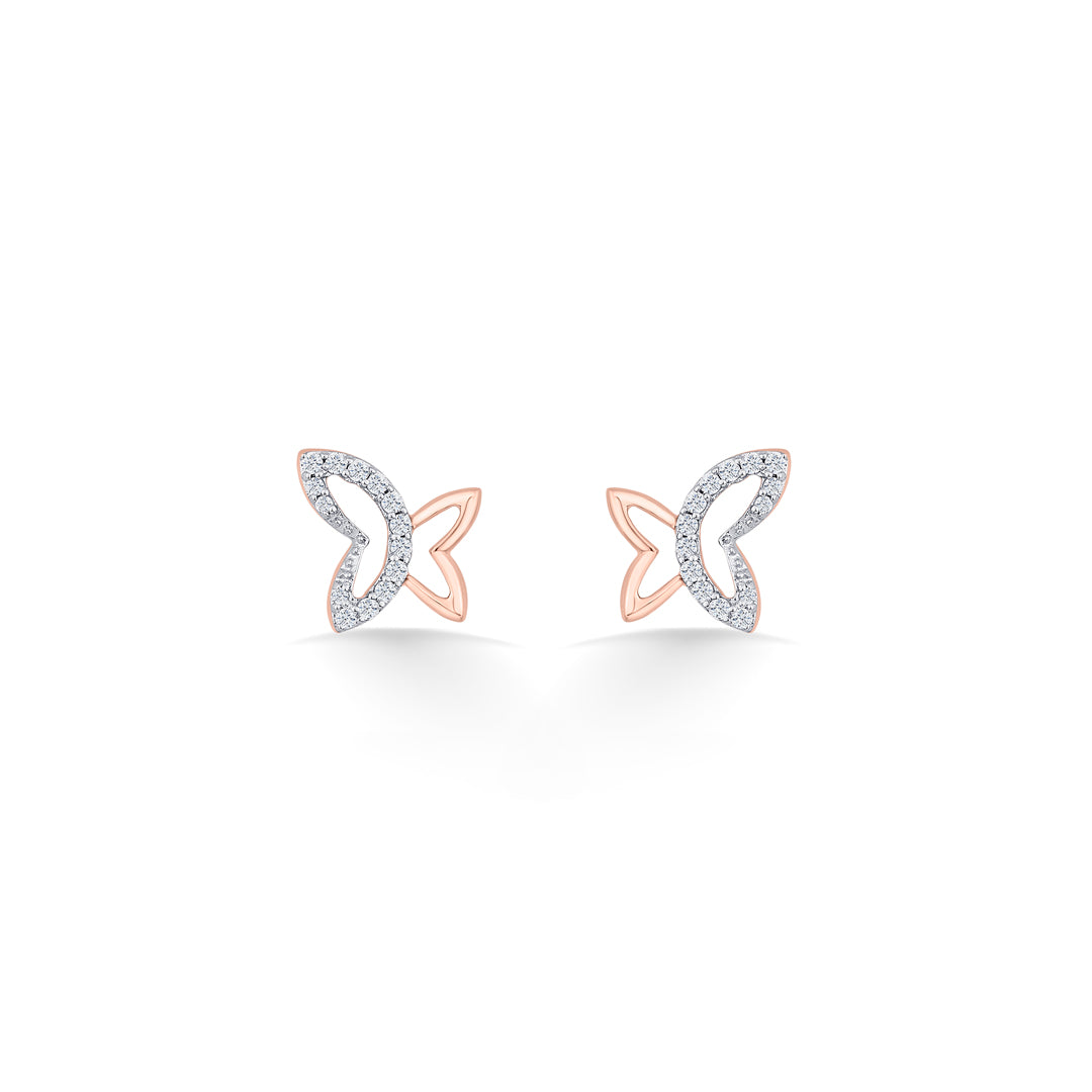 Whisper Wings Diamond & Gold Stud Earrings for Women