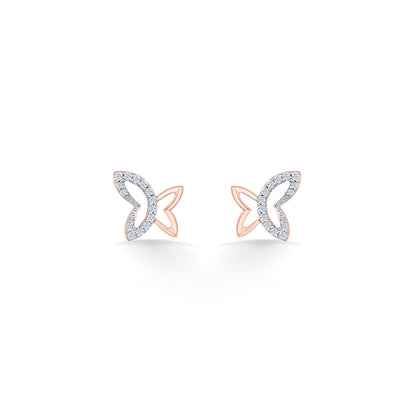 Whisper Wings Diamond & Gold Stud Earrings for Women