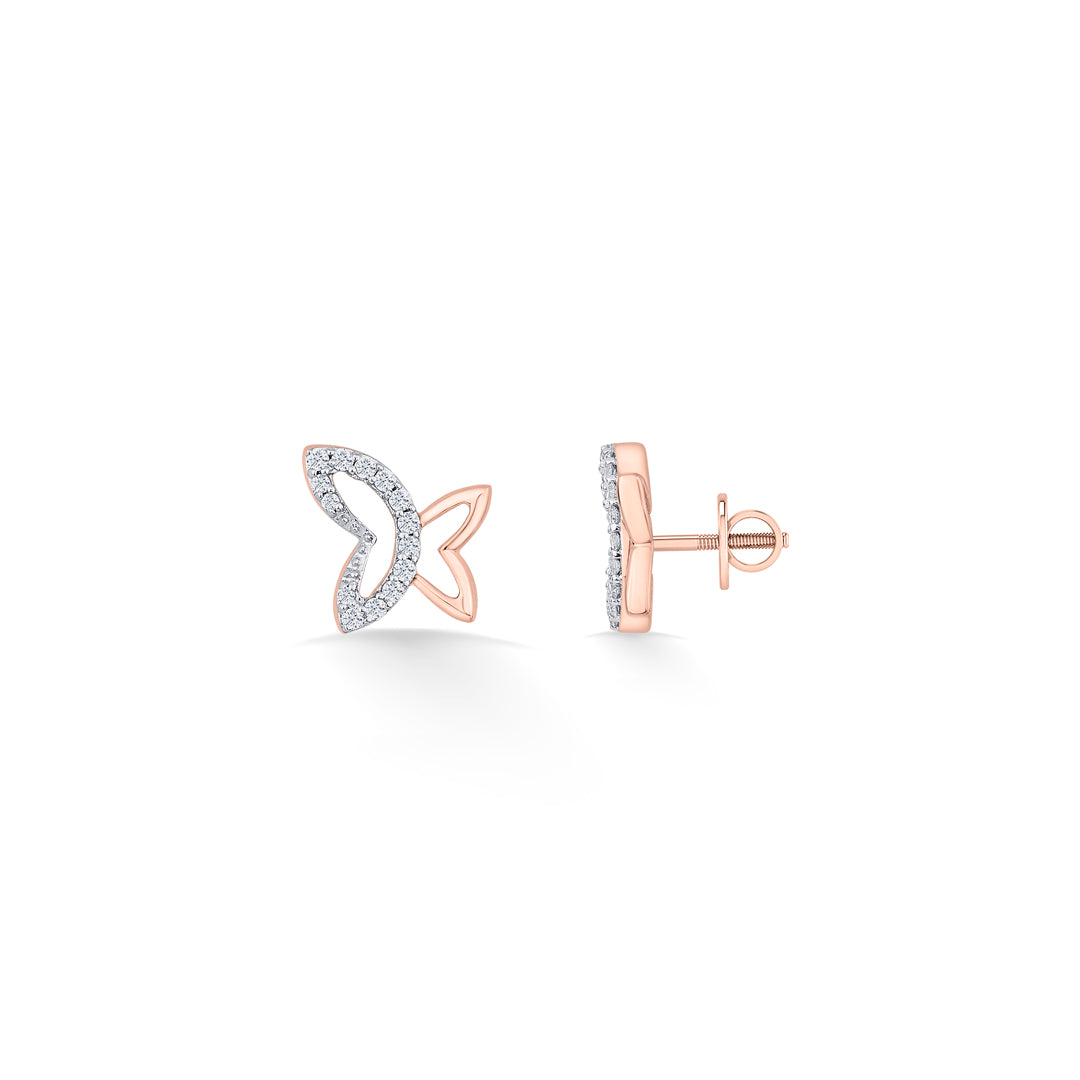 Whisper Wings Diamond & Gold Stud Earrings for Women