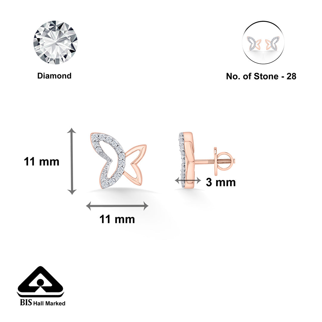 Whisper Wings Diamond & Gold Stud Earrings for Women