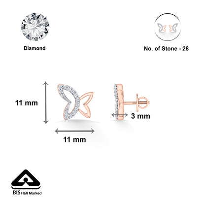 Whisper Wings Diamond & Gold Stud Earrings for Women