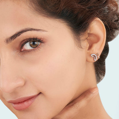 Whisper Wings Diamond & Gold Stud Earrings for Women