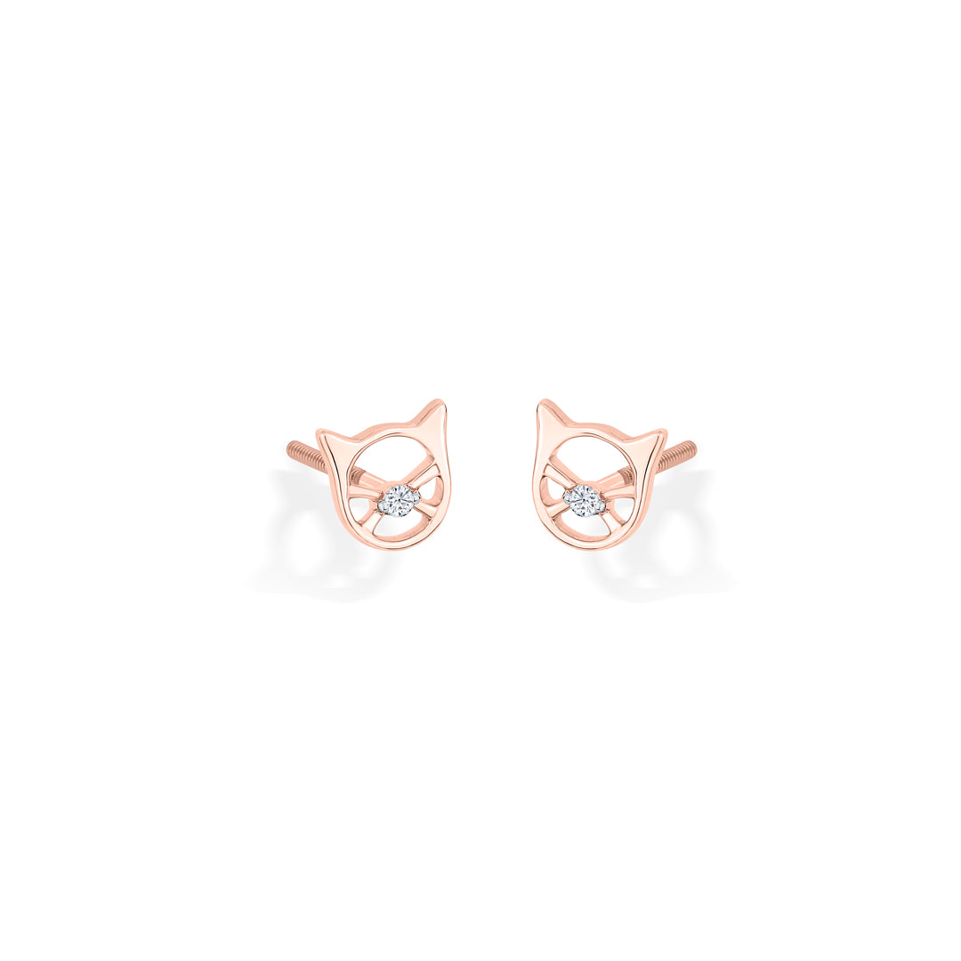 Kitty Gleam Diamond & Gold Stud Earrings for Women