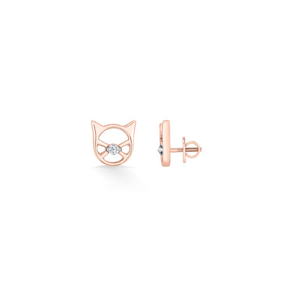 Kitty Gleam Diamond & Gold Stud Earrings for Women