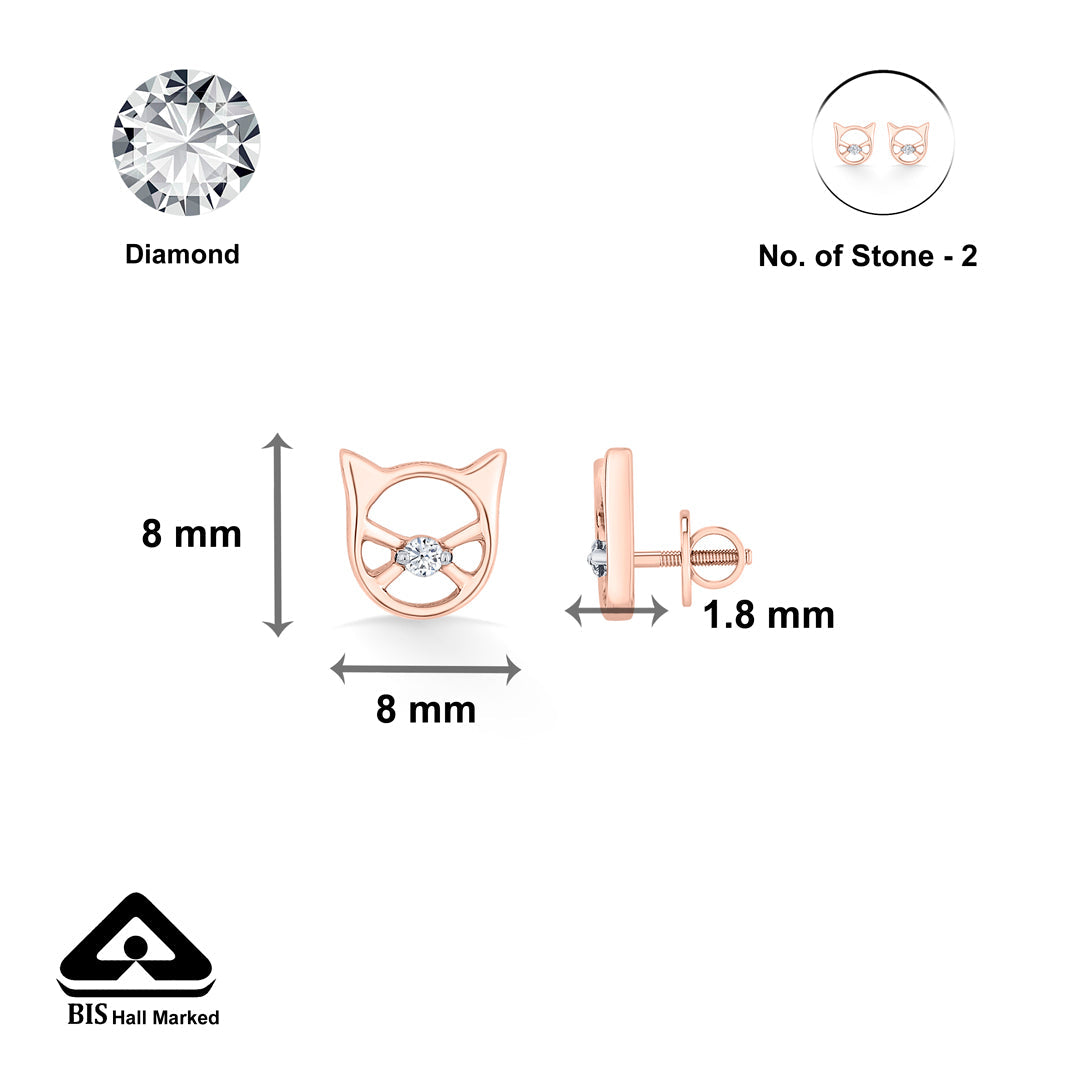 Kitty Gleam Diamond & Gold Stud Earrings for Women