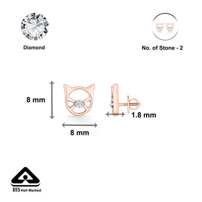 Kitty Gleam Diamond & Gold Stud Earrings for Women