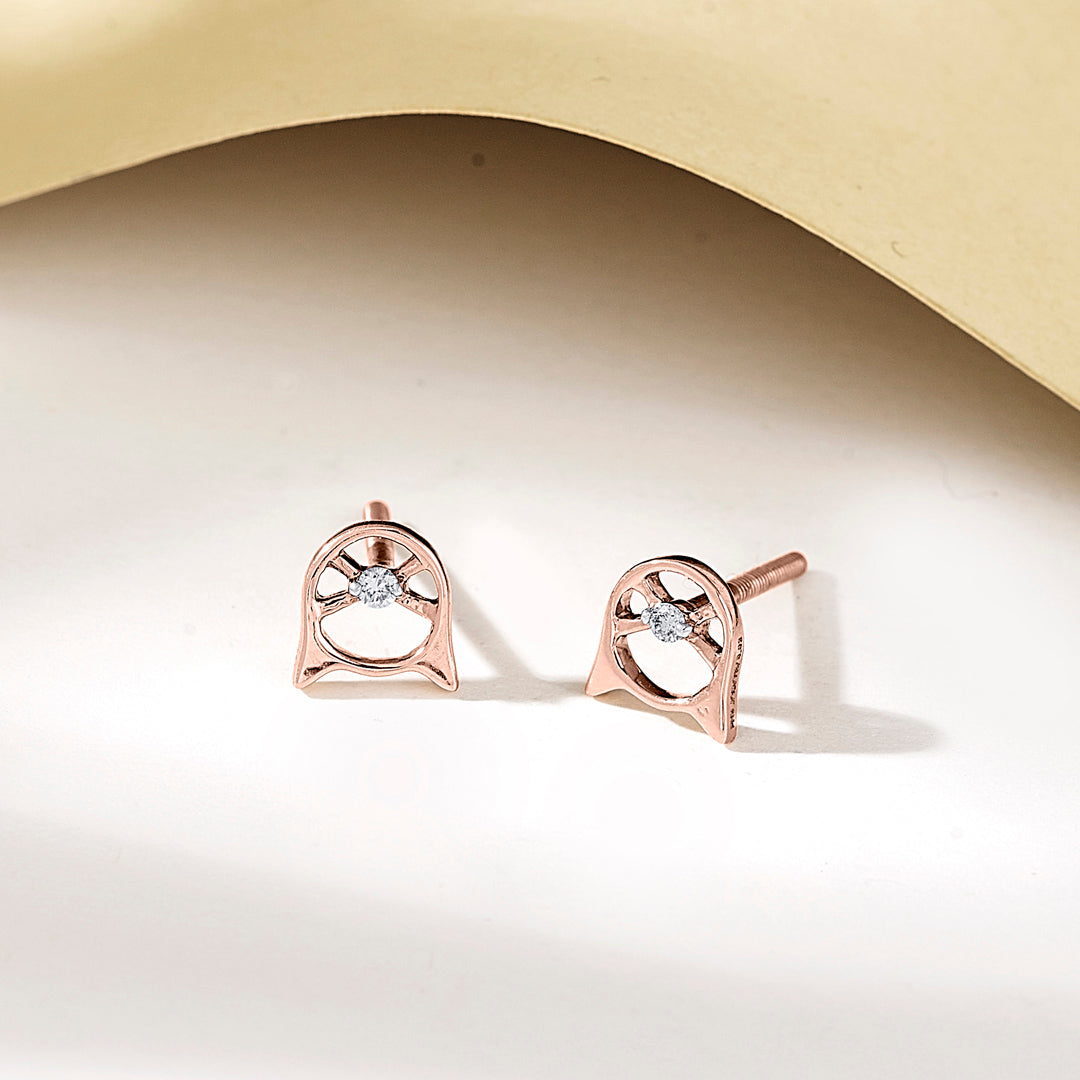 Kitty Gleam Diamond & Gold Stud Earrings for Women