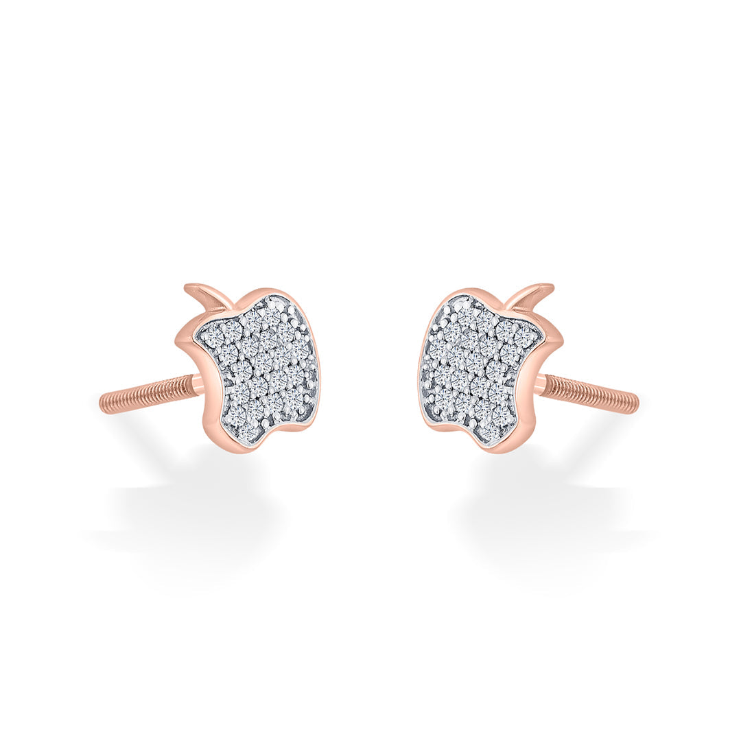 Apple Star Diamond & Gold Stud Earrings for Women