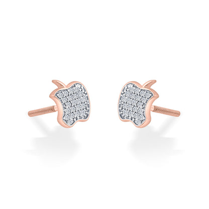 Apple Star Diamond & Gold Stud Earrings for Women