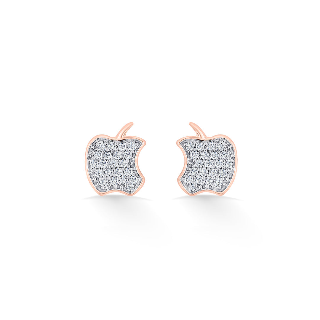 Apple Star Diamond & Gold Stud Earrings for Women