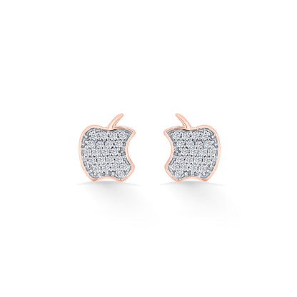 Apple Star Diamond & Gold Stud Earrings for Women