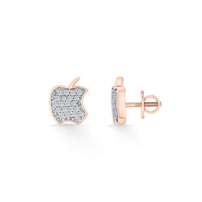 Apple Star Diamond & Gold Stud Earrings for Women