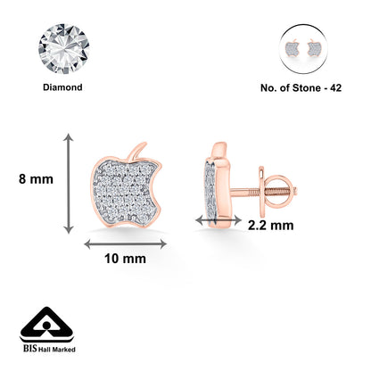 Apple Star Diamond & Gold Stud Earrings for Women