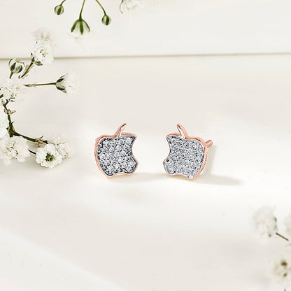 Apple Star Diamond & Gold Stud Earrings for Women