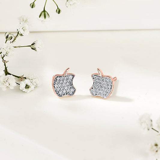 Apple Star Diamond & Gold Stud Earrings for Women