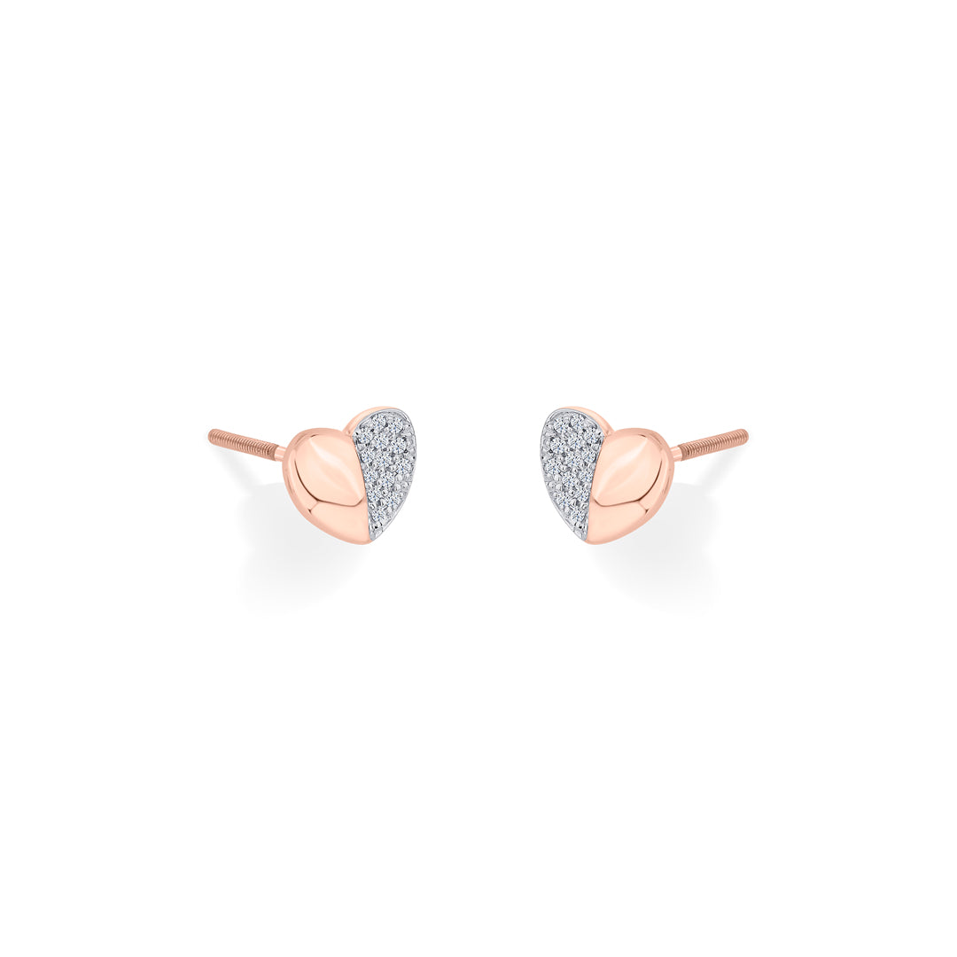 Half Halo Diamond & Gold Stud Earrings for Women