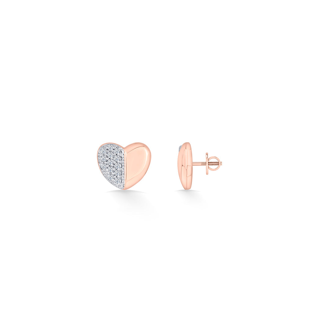 Half Halo Diamond & Gold Stud Earrings for Women