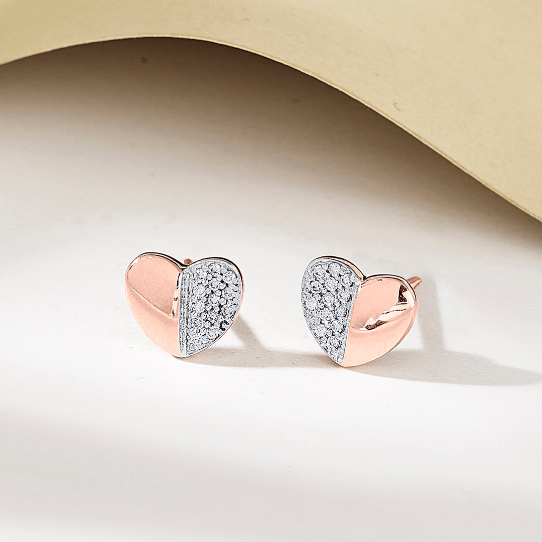 Half Halo Diamond & Gold Stud Earrings for Women
