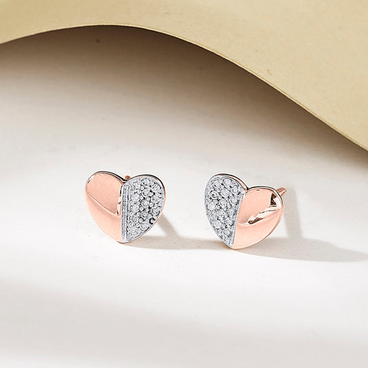 Half Halo Diamond & Gold Stud Earrings for Women