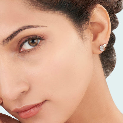 Half Halo Diamond & Gold Stud Earrings for Women