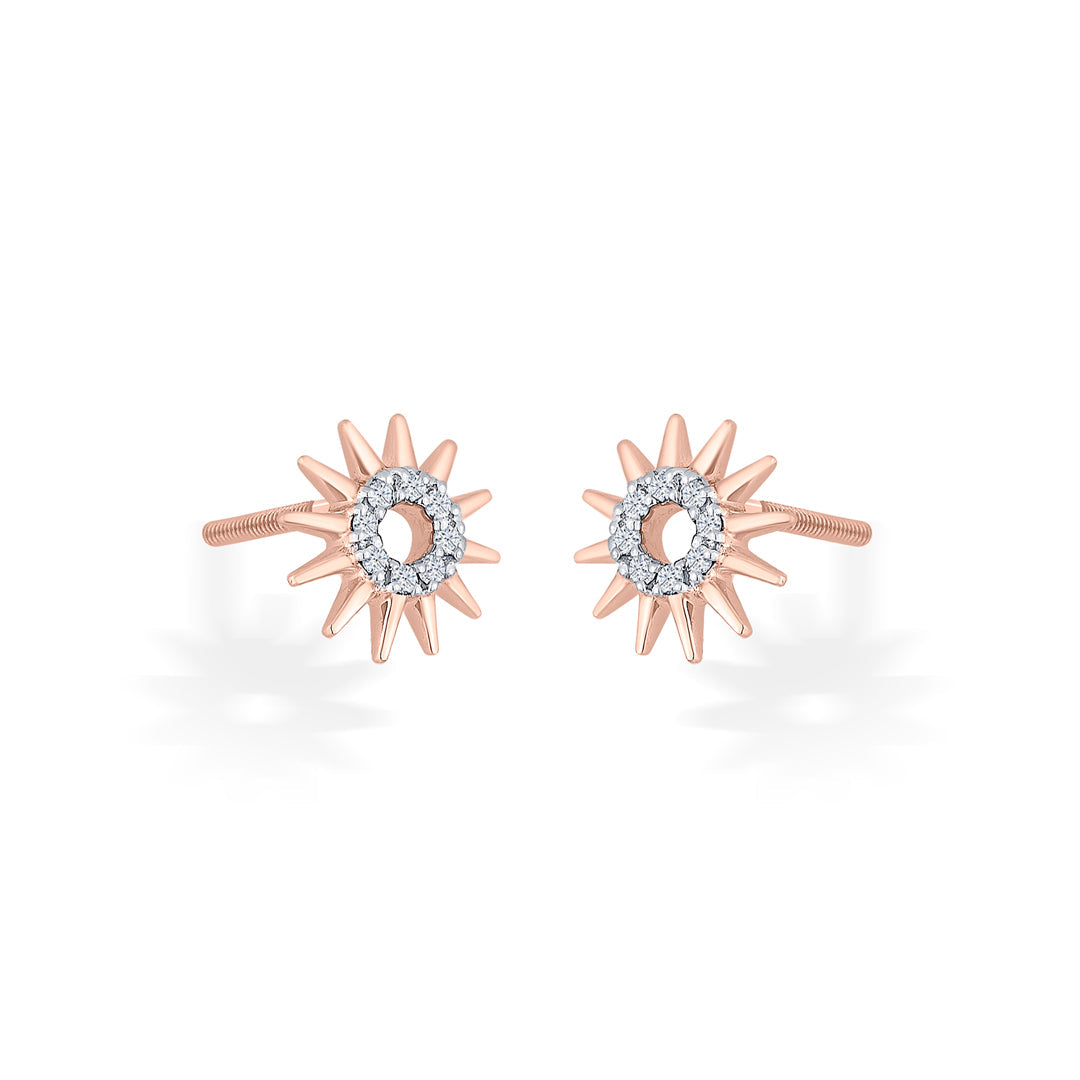 Sunrise Glow Diamond & Gold Stud Earrings for Women