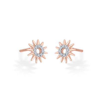 Sunrise Glow Diamond & Gold Stud Earrings for Women