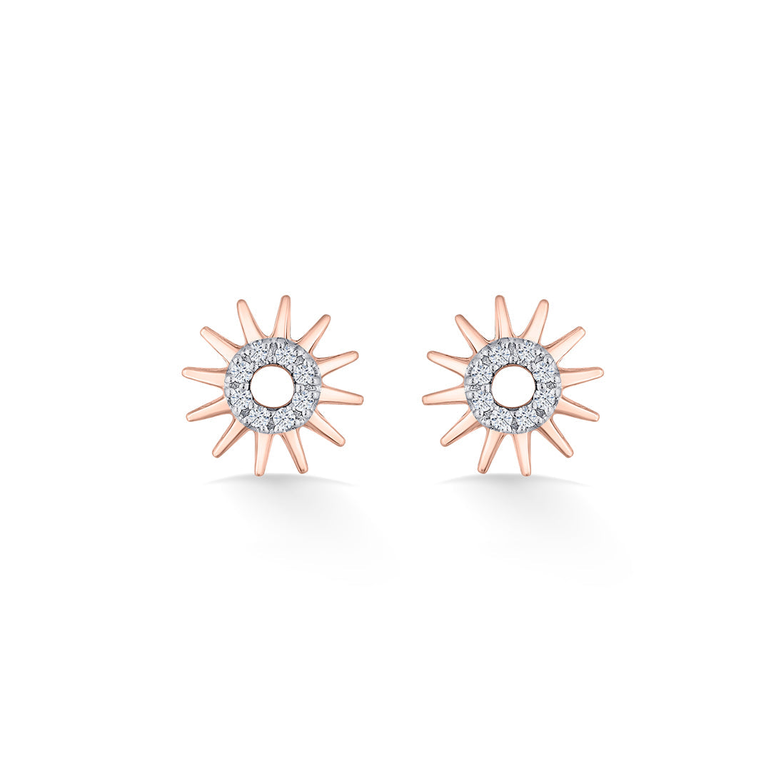Sunrise Glow Diamond & Gold Stud Earrings for Women