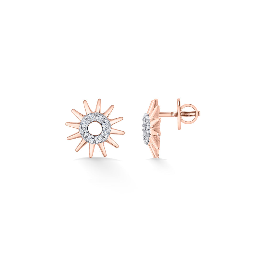 Sunrise Glow Diamond & Gold Stud Earrings for Women