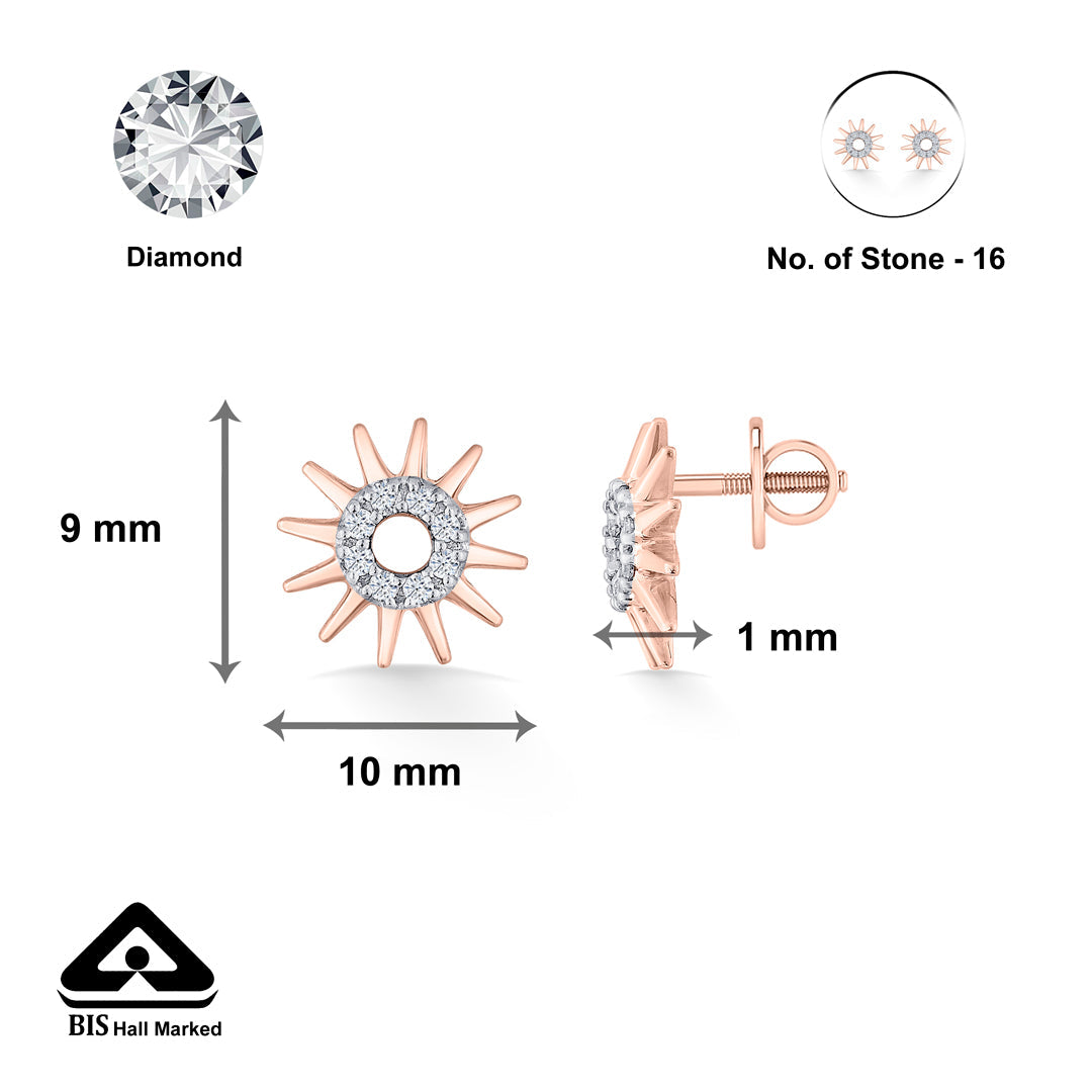 Sunrise Glow Diamond & Gold Stud Earrings for Women