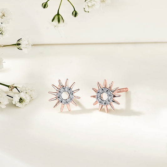 Sunrise Glow Diamond & Gold Stud Earrings for Women