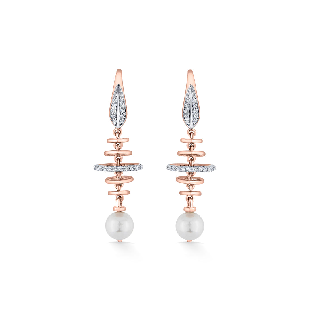 Pearl Halo Diamond & Gold Drops & Danglers Earrings for Women
