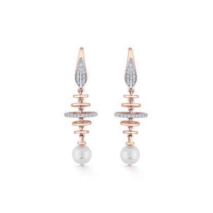Pearl Halo Diamond & Gold Drops & Danglers Earrings for Women
