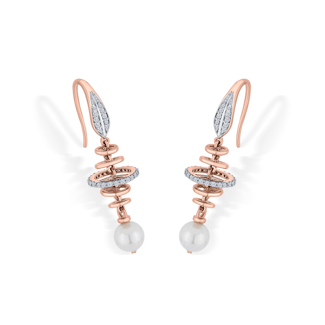 Pearl Halo Diamond & Gold Drops & Danglers Earrings for Women