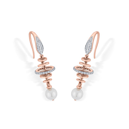 Pearl Halo Diamond & Gold Drops & Danglers Earrings for Women