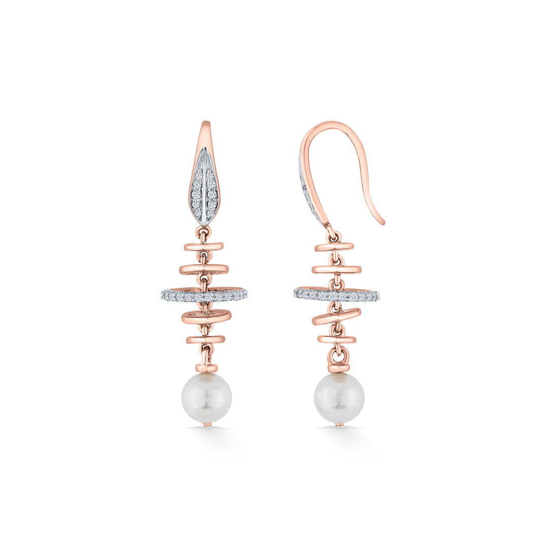 Pearl Halo Diamond & Gold Drops & Danglers Earrings for Women