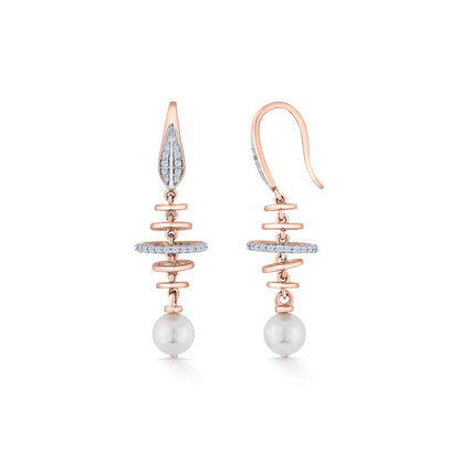 Pearl Halo Diamond & Gold Drops & Danglers Earrings for Women