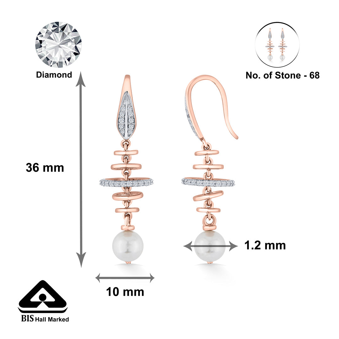 Pearl Halo Diamond & Gold Drops & Danglers Earrings for Women