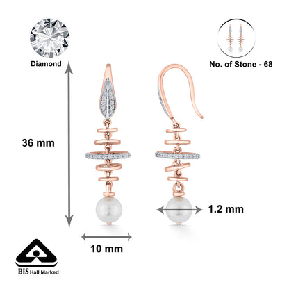 Pearl Halo Diamond & Gold Drops & Danglers Earrings for Women