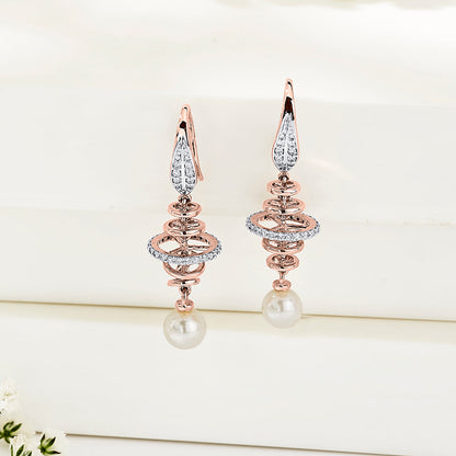 Pearl Halo Diamond & Gold Drops & Danglers Earrings for Women