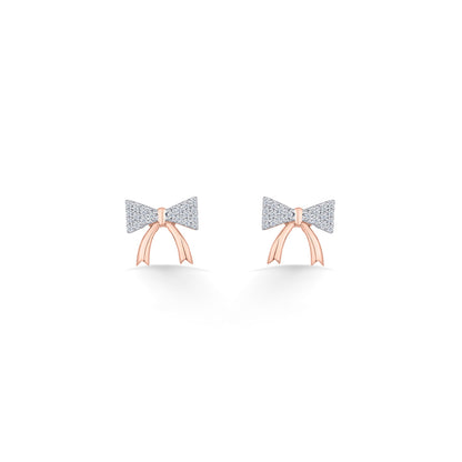 Belle Ribbon Diamond & Gold Stud Earrings for Women